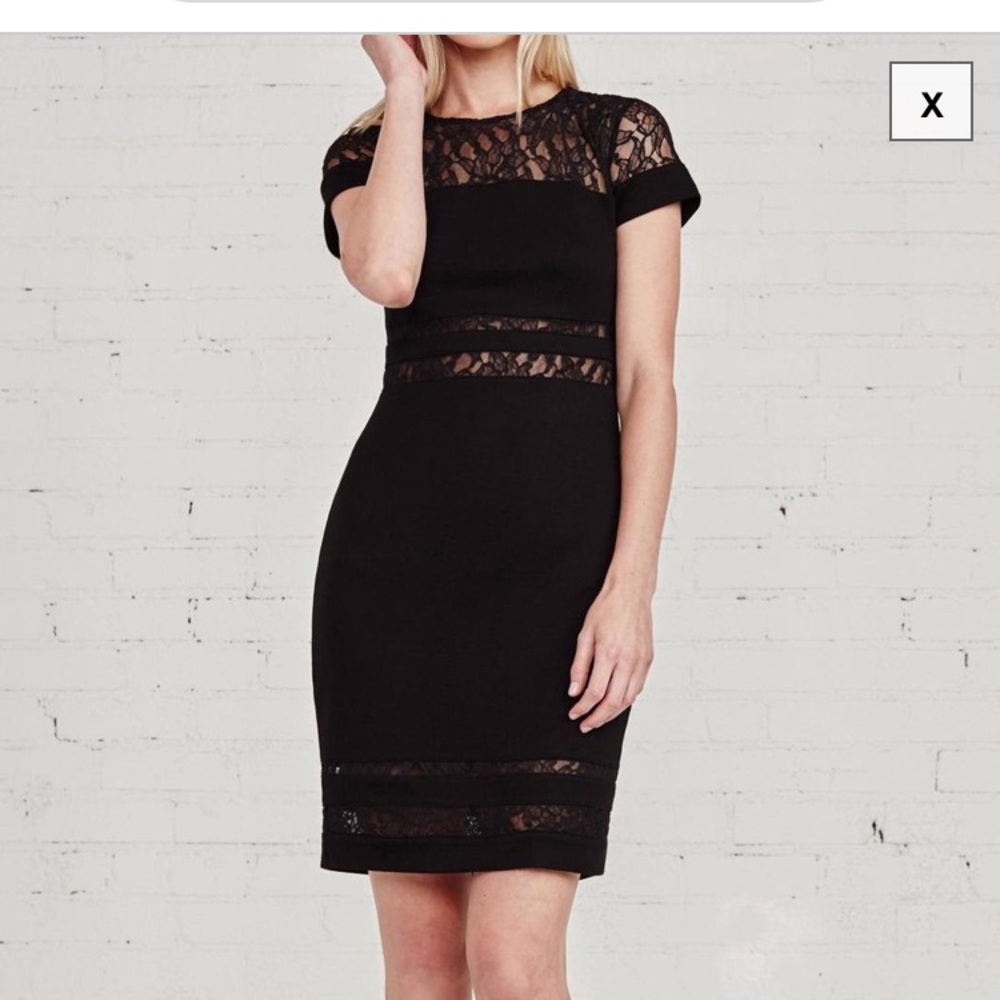 Bailey 44 - black lace Inset body con dress